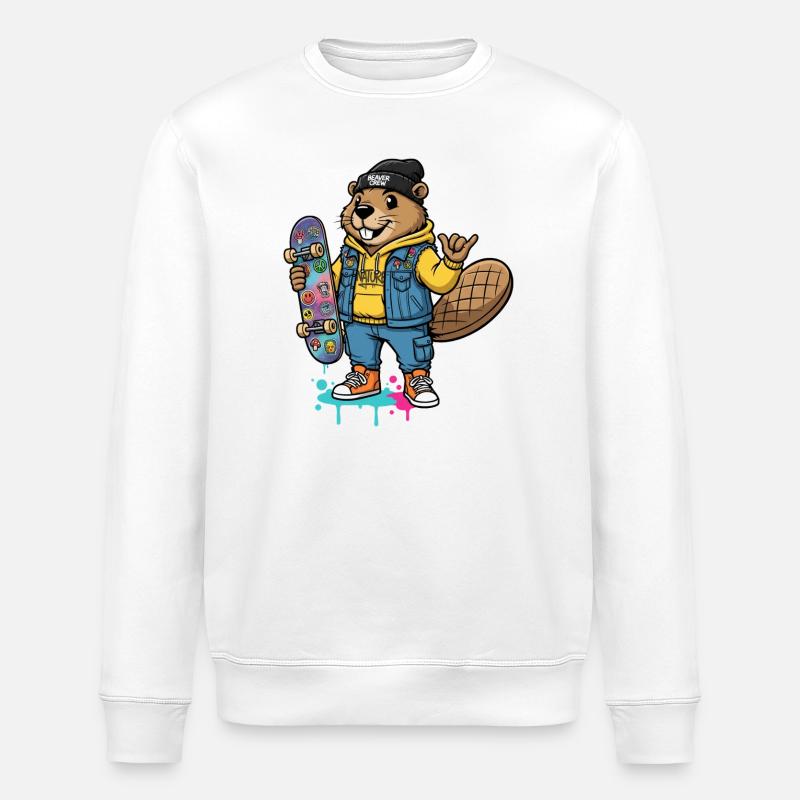 Équipe de Skateboarders Beaver - Sweat bio ROLLER Stanley/Stella Unisexe - blanc