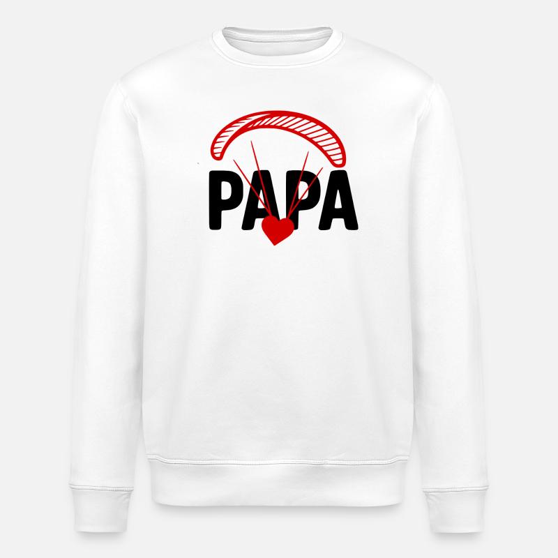 Papa Gleitschirm, Paragliding mit Herz - Stanley/Stella Unisex Bio-Sweatshirt ROLLER - Weiß