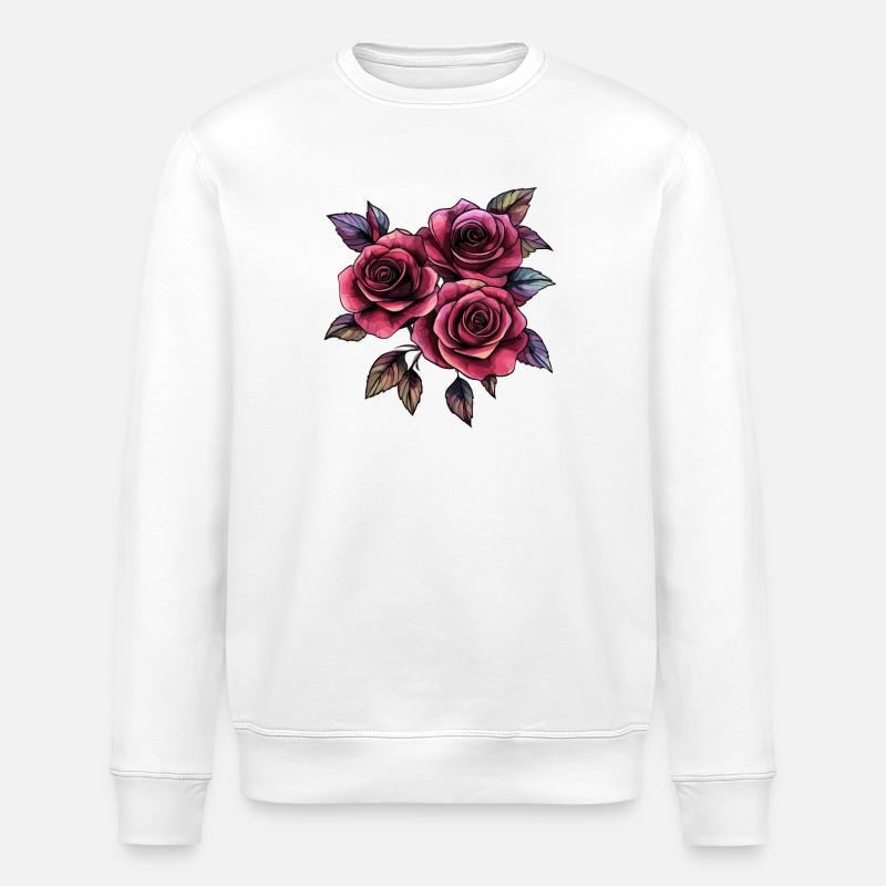 Rosen im Neon-Noir Stil - Stanley/Stella Unisex Bio-Sweatshirt ROLLER - Weiß