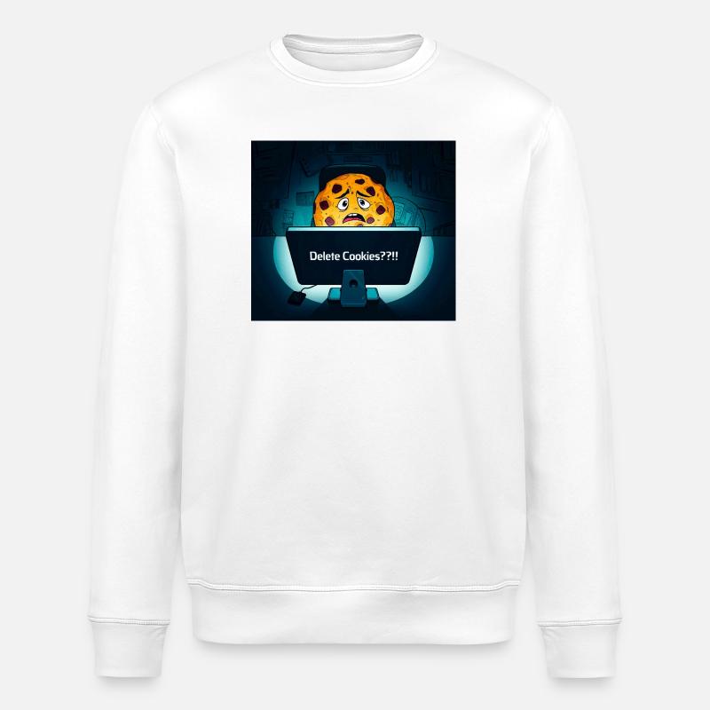 Shy Cookie at Computer - Stanley/Stella ROLLER Unisex Organic Sweatshirt - white