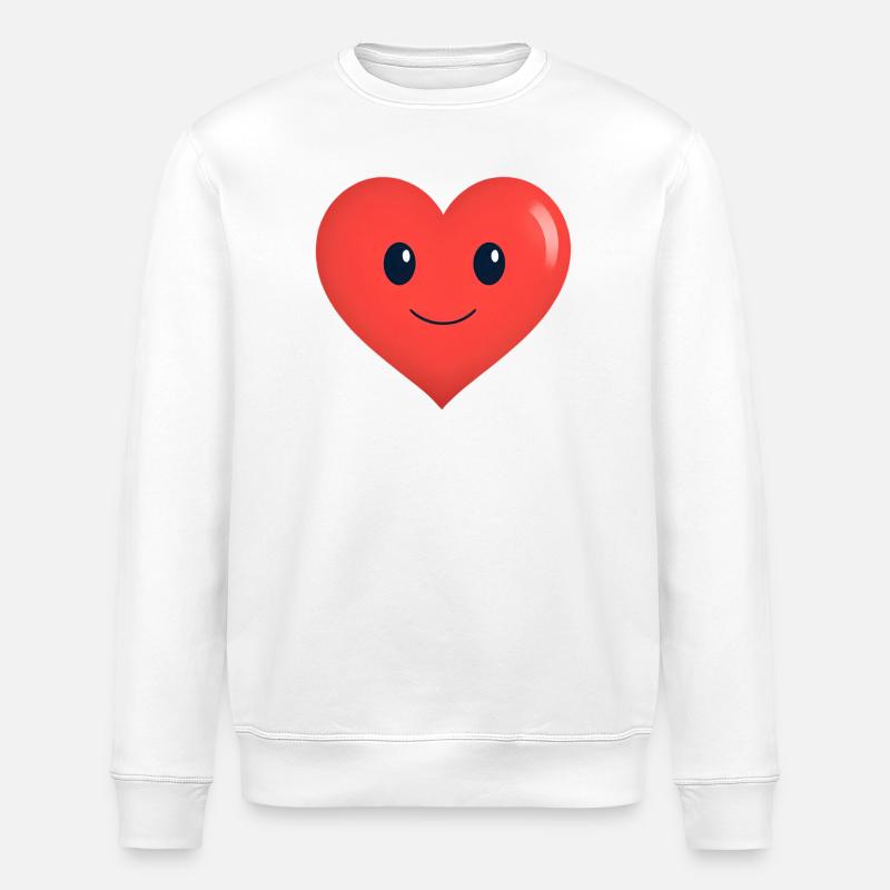 Herz lächelt Form Rot - Stanley/Stella Unisex Bio-Sweatshirt ROLLER - Weiß