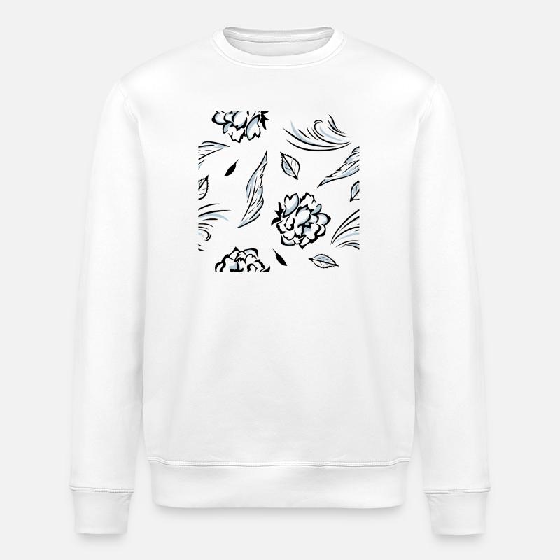 Seamless_pattern_with_roses - Sweat bio ROLLER Stanley/Stella Unisexe - blanc