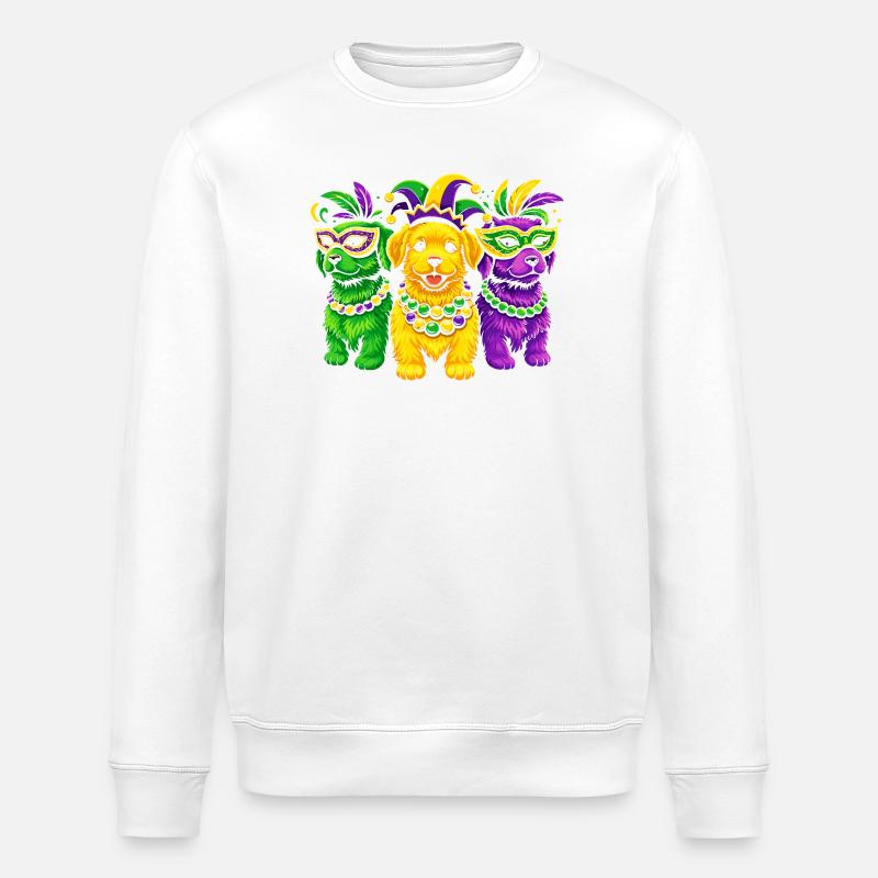 Carnival Canines: Mardi Gras Beaded Trio - Stanley/Stella Unisex Bio-Sweatshirt ROLLER - Weiß