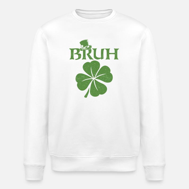 Bruh St Patricks irisches Kleeblatt - Stanley/Stella Unisex Bio-Sweatshirt ROLLER - Weiß