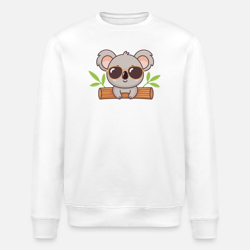 Schicker Koala auf Kofferraum mit Brille - Stanley/Stella Unisex Bio-Sweatshirt ROLLER - Weiß