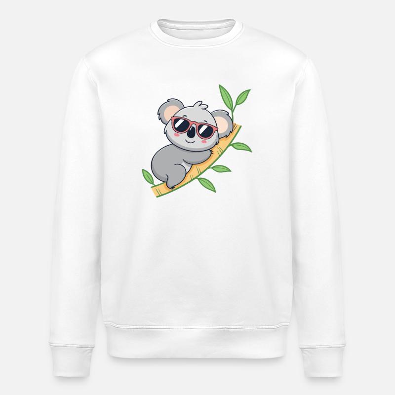 Trendiger Koala mit roten Brillen - Stanley/Stella Unisex Bio-Sweatshirt ROLLER - Weiß