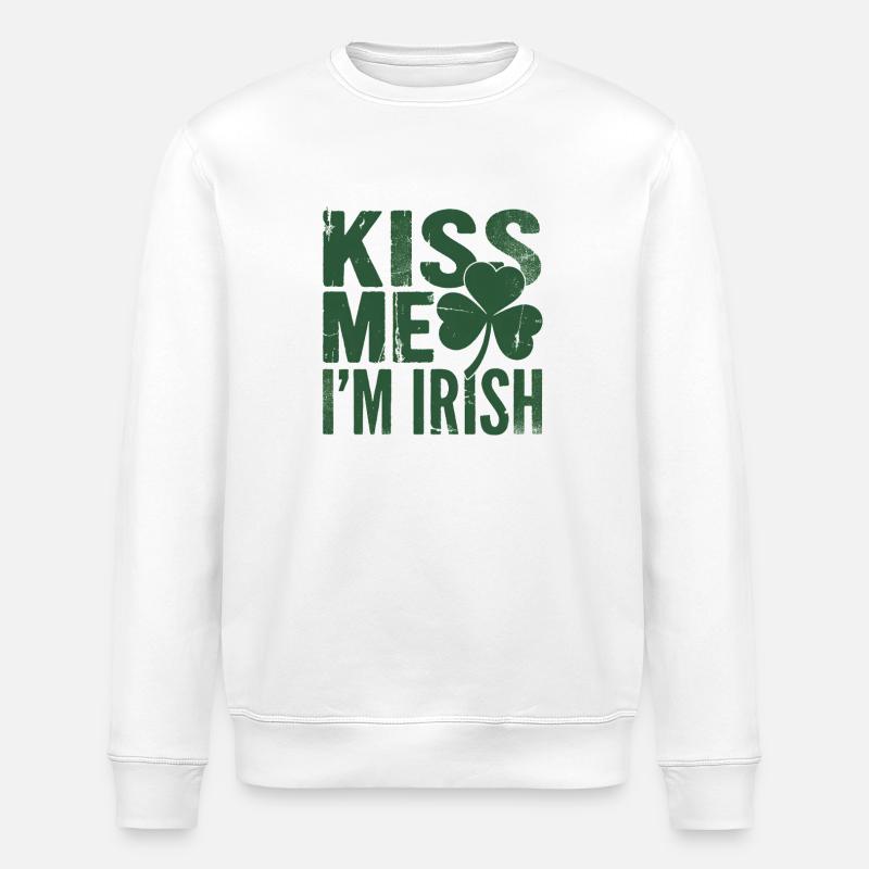 Küss mich, ich bin Irish Shamrock - Stanley/Stella Unisex Bio-Sweatshirt ROLLER - Weiß