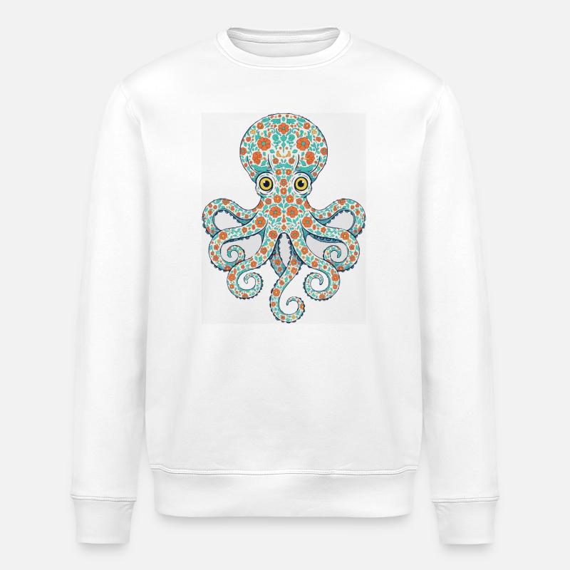 Pieuvre fleurie - Sweat bio ROLLER Stanley/Stella Unisexe - blanc