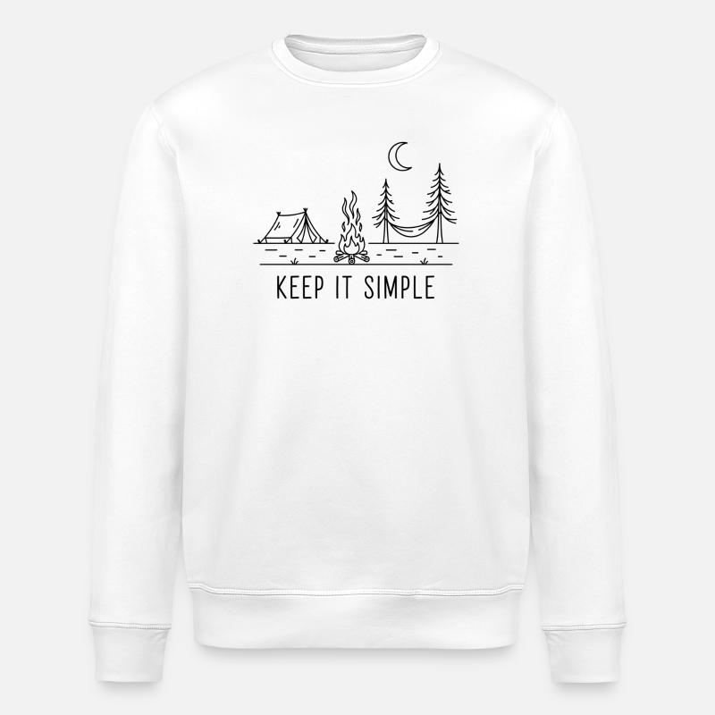 Camping Night Campfire Minimal - Stanley/Stella ROLLER Unisex Organic Sweatshirt - white