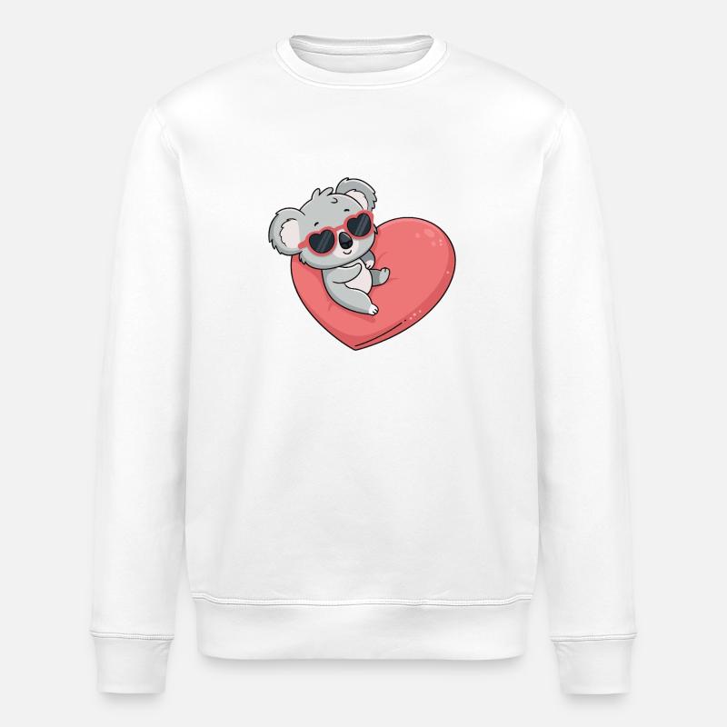 Koala-Herz-Gläser - Stanley/Stella Unisex Bio-Sweatshirt ROLLER - Weiß