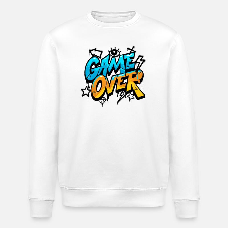 Game Over Graffiti Splash Tee - Stanley/Stella ROLLER Unisex Organic Sweatshirt - white