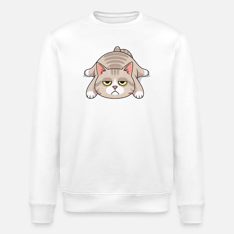 Grimmige Langschläfer-Katze Morgenmuffel - Stanley/Stella Unisex Bio-Sweatshirt ROLLER - Weiß