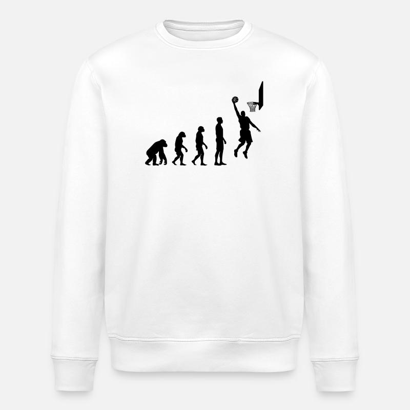 Basketball Evolution Human to Hoops Player - Stanley/Stella ROLLER Unisex Organic Sweatshirt - white