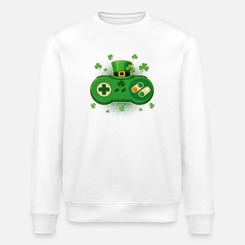 Irischer Videospiel-Controller St Pats - Stanley/Stella Unisex Bio-Sweatshirt ROLLER - Weiß