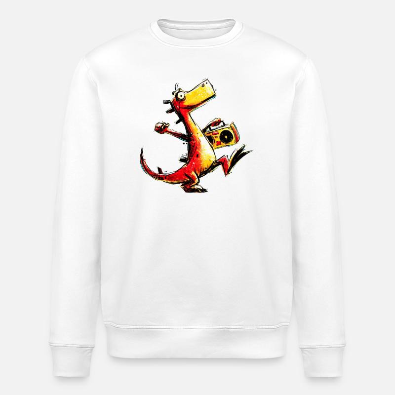Cooles Retro Dino Boombox Design - Stanley/Stella Unisex Bio-Sweatshirt ROLLER - Weiß