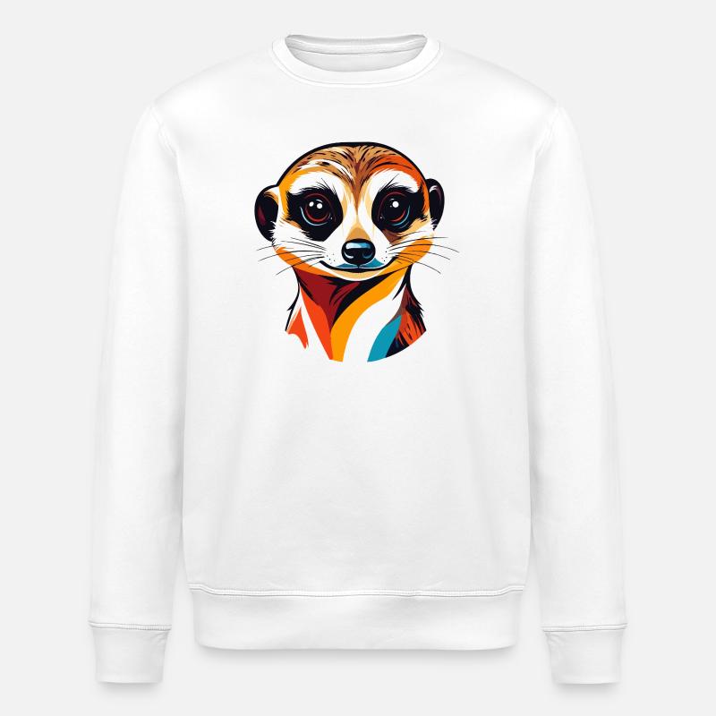 Bunter Erdmännchen Kopf Illustration - Stanley/Stella Unisex Bio-Sweatshirt ROLLER - Weiß