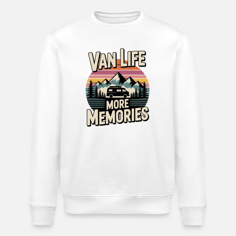 Van Life More Memories - Stanley/Stella ROLLER Unisex Organic Sweatshirt - white