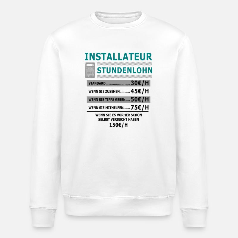 Salaire horaire de plombier - Sweat bio ROLLER Stanley/Stella Unisexe - blanc