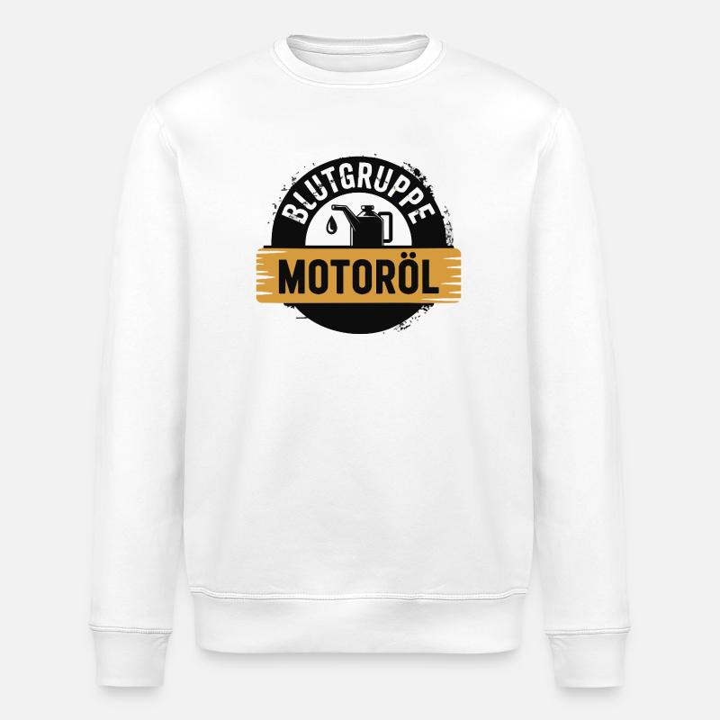 Blutgruppe Motoröl Schrauber Design - Stanley/Stella Unisex Bio-Sweatshirt ROLLER - Weiß