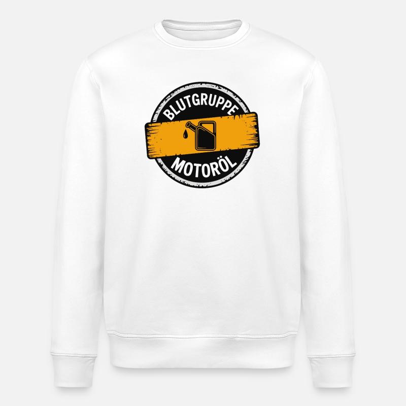Blutgruppe Motoröl Schrauber Design - Stanley/Stella Unisex Bio-Sweatshirt ROLLER - Weiß