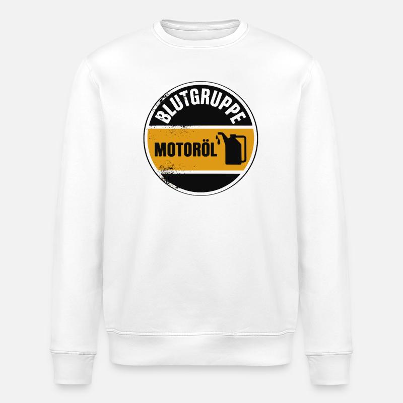 Blutgruppe Motoröl Schrauber Design - Stanley/Stella Unisex Bio-Sweatshirt ROLLER - Weiß