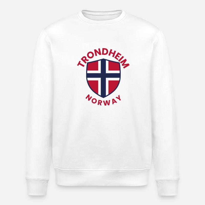 Trondheim Norway Shield - Stanley/Stella ROLLER Unisex Organic Sweatshirt - white
