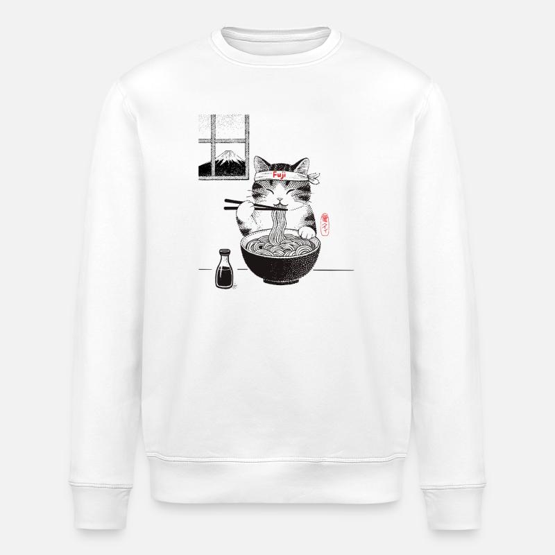 Fuji Ramen Katze - Stanley/Stella Unisex Bio-Sweatshirt ROLLER - Weiß