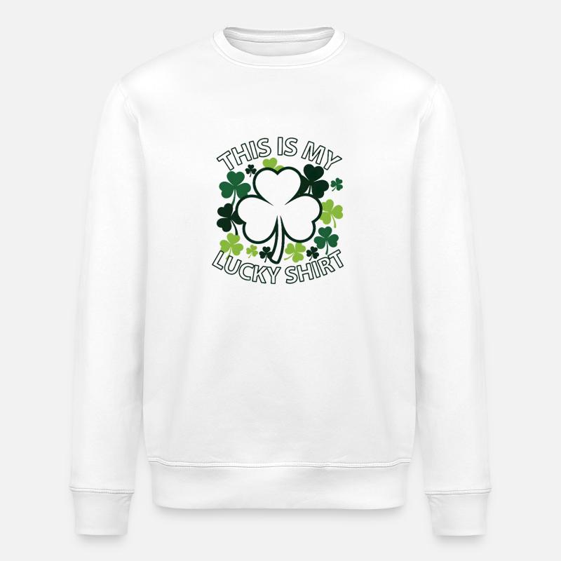 Mein Glückshemd Kleeblatt-Design - Stanley/Stella Unisex Bio-Sweatshirt ROLLER - Weiß
