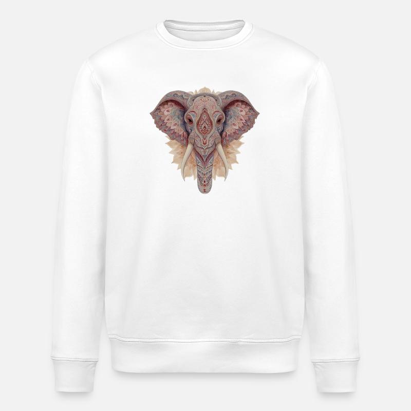 Éléphant mandala délicat au style féminin - Sweat bio ROLLER Stanley/Stella Unisexe - blanc