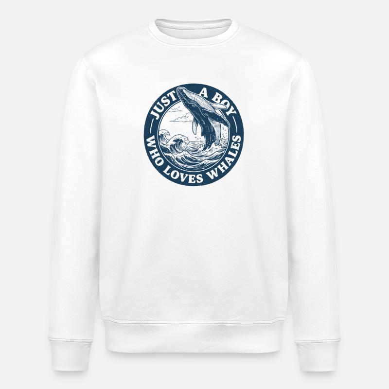 Garçon aime l’emblème des baleines - Sweat bio ROLLER Stanley/Stella Unisexe - blanc