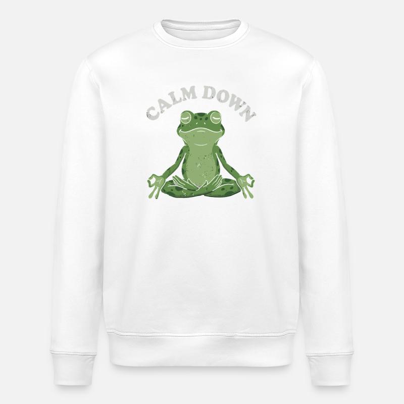 Little Toad Meditation Pose - Stanley/Stella ROLLER Unisex Organic Sweatshirt - white