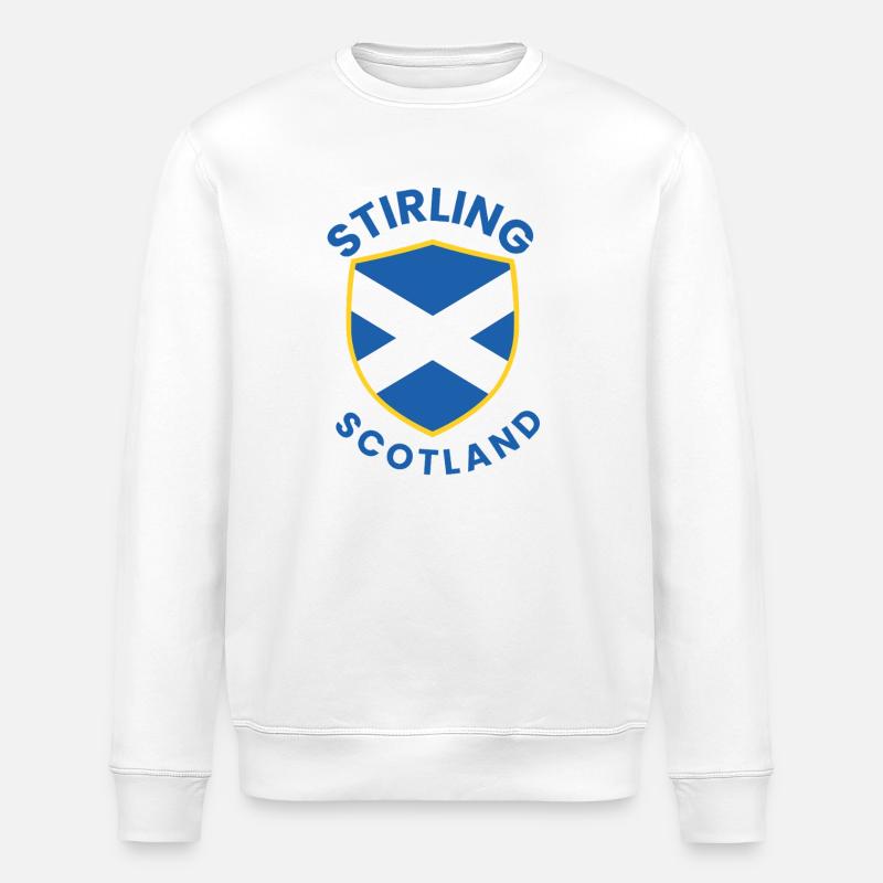 Stirling Scottish Shield Design - Stanley/Stella ROLLER Unisex Organic Sweatshirt - white