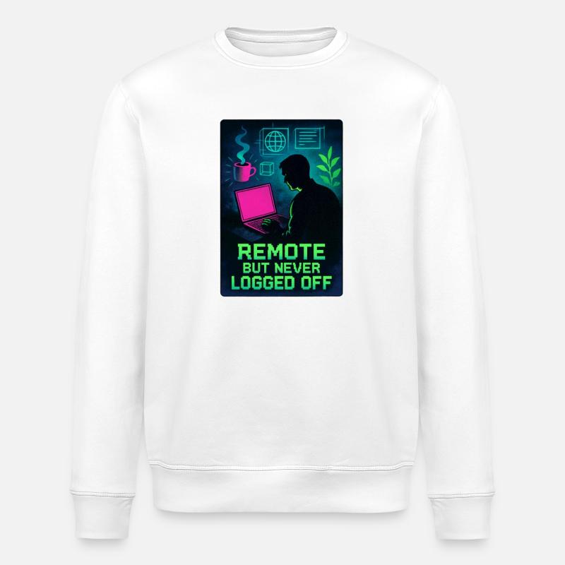 Télétravailleur Connecté H24 Design Néon Cyber - Sweat bio ROLLER Stanley/Stella Unisexe - blanc