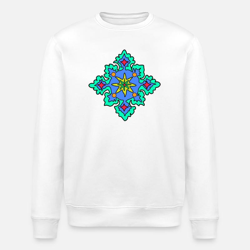 Geometric Mandala Star Pattern - Stanley/Stella ROLLER Unisex Organic Sweatshirt - white