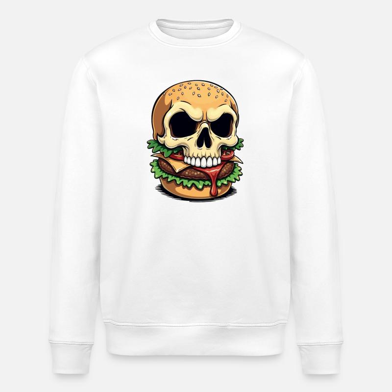 Skull Burger Popart - Sweat bio ROLLER Stanley/Stella Unisexe - blanc