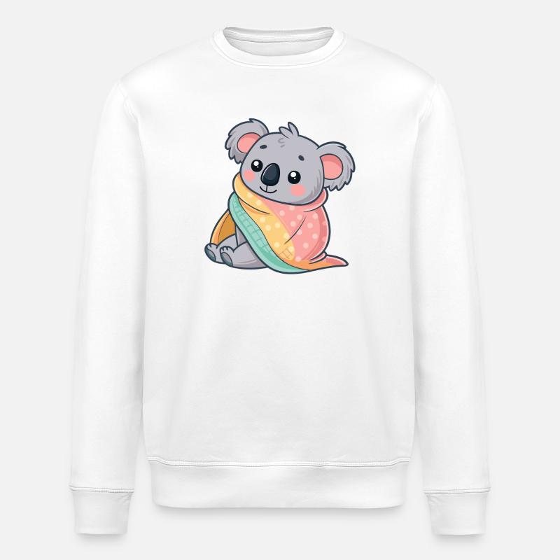 Koala Cozy Under Blanket - Stanley/Stella ROLLER Unisex Organic Sweatshirt - white