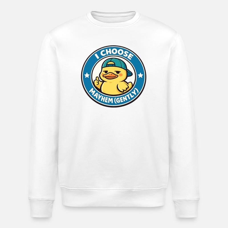 I choose chaos gently duck - Stanley/Stella ROLLER Unisex Organic Sweatshirt - white