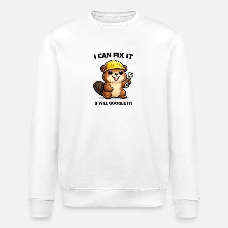 Beaver Mechanic: I Can Fix It - Stanley/Stella ROLLER Unisex Organic Sweatshirt - white