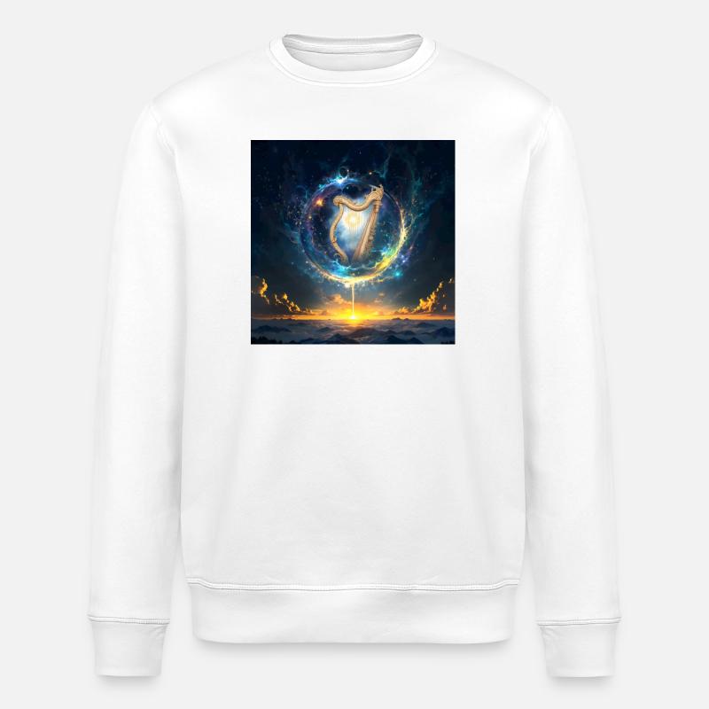 Harfe in Cosmic Dawn - Stanley/Stella Unisex Bio-Sweatshirt ROLLER - Weiß