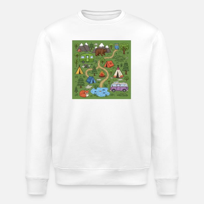 Waldcamping Abenteuer Illustration - Stanley/Stella Unisex Bio-Sweatshirt ROLLER - Weiß