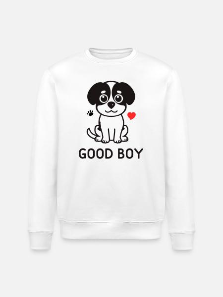 Good Boy – Cute Dog Motif - Stanley/Stella ROLLER Unisex Organic Sweatshirt - white