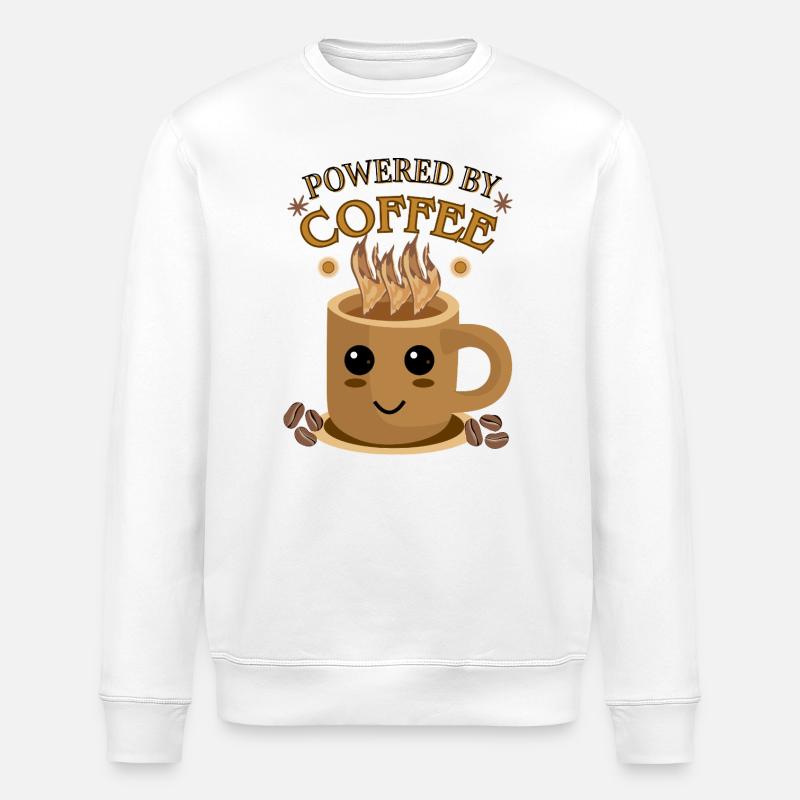 Kaffee Power Becher Motiv - Stanley/Stella Unisex Bio-Sweatshirt ROLLER - Weiß