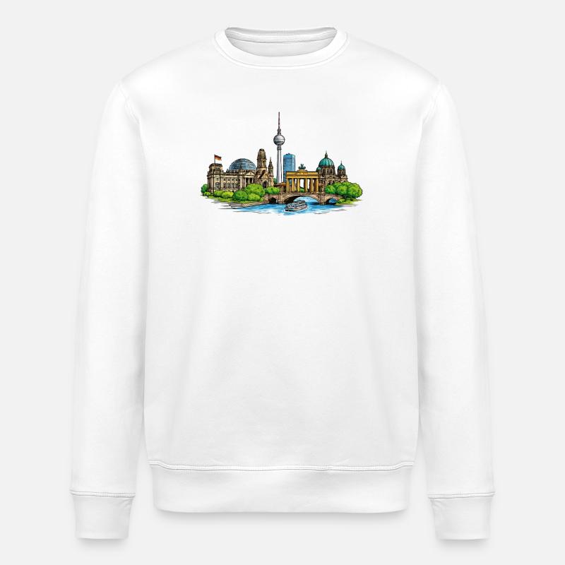 Berliner Skyline  - Stanley/Stella Unisex Bio-Sweatshirt ROLLER - Weiß