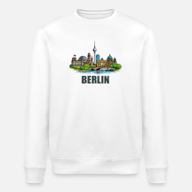 Berliner Skyline  - Stanley/Stella Unisex Bio-Sweatshirt ROLLER - Weiß