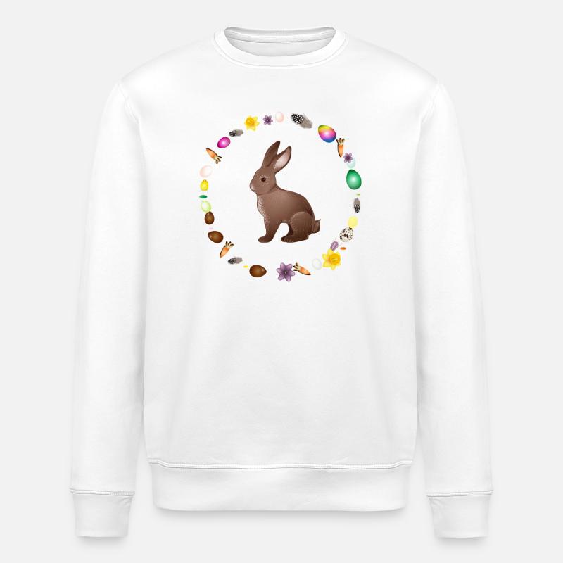 Easter bunny in Easter spring wreath - Stanley/Stella ROLLER Unisex Organic Sweatshirt - white