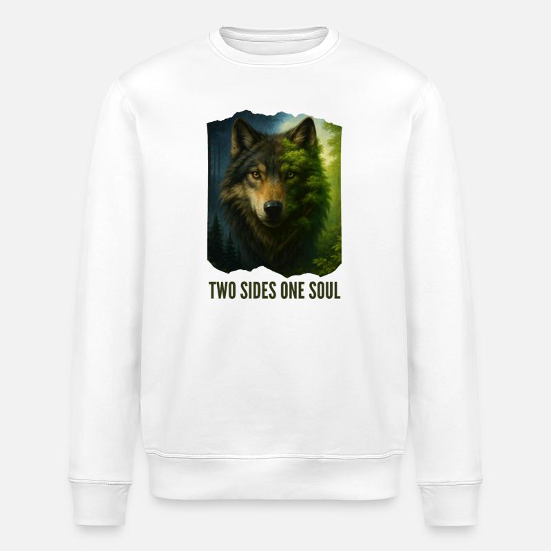 Die zwei Gesichter des Wolfs - Stanley/Stella Unisex Bio-Sweatshirt ROLLER - Weiß