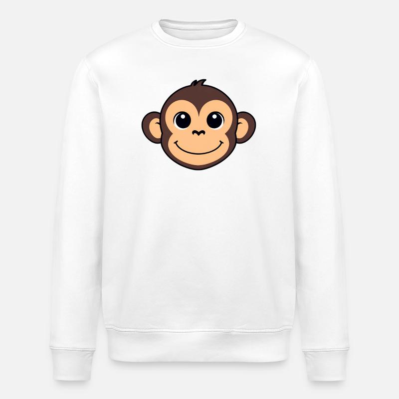 Fröhlicher Affe Cartoon - Stanley/Stella Unisex Bio-Sweatshirt ROLLER - Weiß
