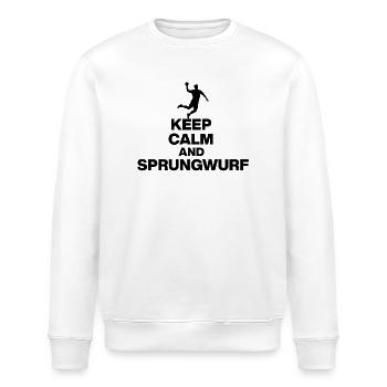 KEEP CALM AND SPRUNGWURF! DEUTSCHLAND EUROPAMEISTE - Stanley/Stella Unisex Bio-Sweatshirt ROLLER - Weiß - Vorne - Nik (191cm)