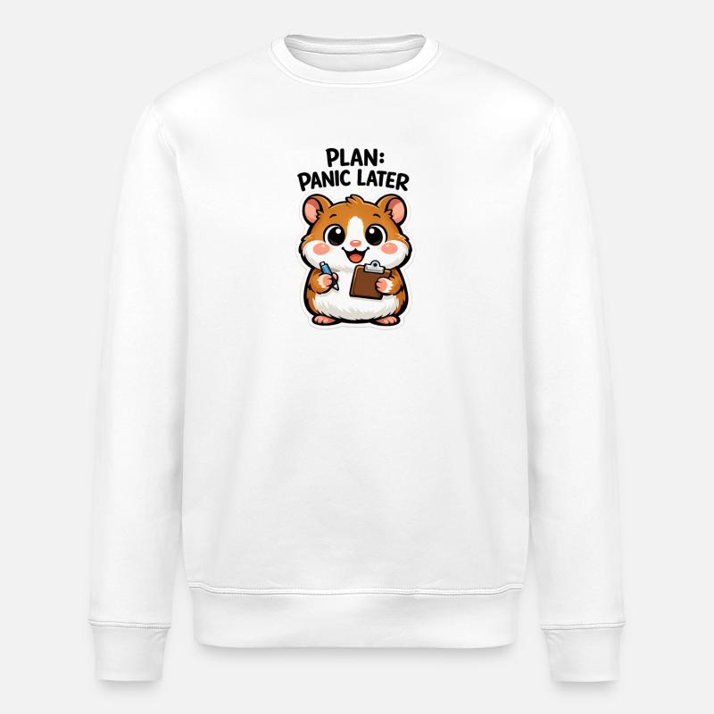 Plan : Hamster tardif paniqué - Sweat bio ROLLER Stanley/Stella Unisexe - blanc