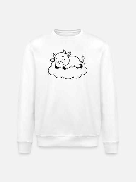 Sleeping Cow Cloud Dream Baby - Stanley/Stella ROLLER Unisex Organic Sweatshirt - white